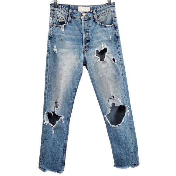 MOTHER SUPERIOR The Tomcat Ankle Blue Button Fly Jeans Women’s Sz 26 Made in USA - Picture 1 of 10